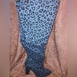 Denim Leopard Print Boots